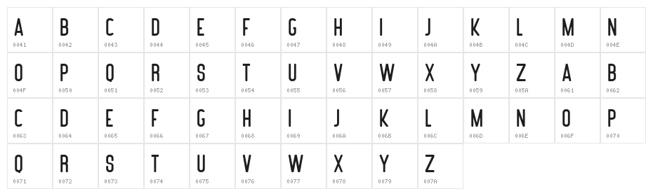 Nubolts Rounded Free Character Map