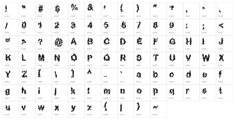 Nuclear Blast Character Map