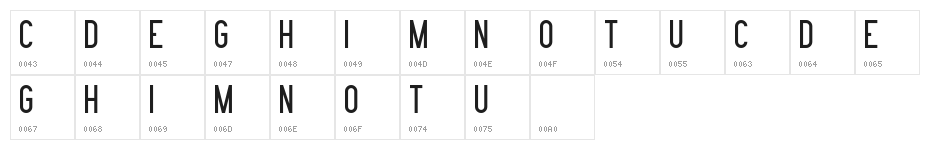 Nue Gothic Demo Character Map