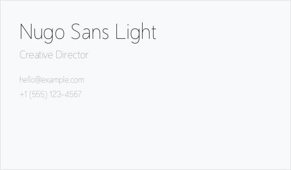 Nugo Sans Light Business Card