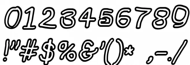 NumbBunny Black Outline Italic Font OTHER CHARS