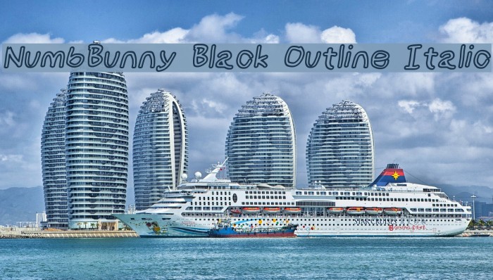 NumbBunny Black Outline Italic Font examples