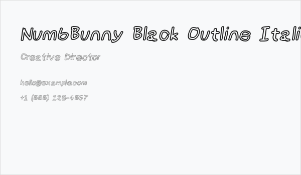 NumbBunny Black Outline Italic Business Card