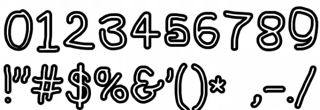 NumbBunny Bold Outline Font OTHER CHARS