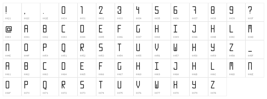 Number 19000 Regular Character Map