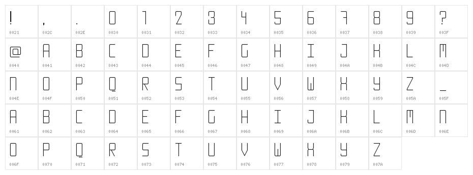 Number 19000 Thin Regular Character Map