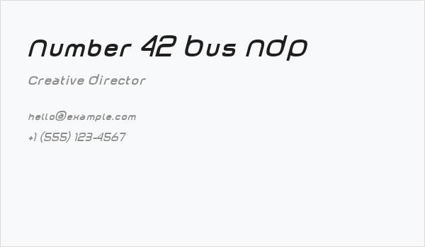 Number 42 Bus NDP Business Card