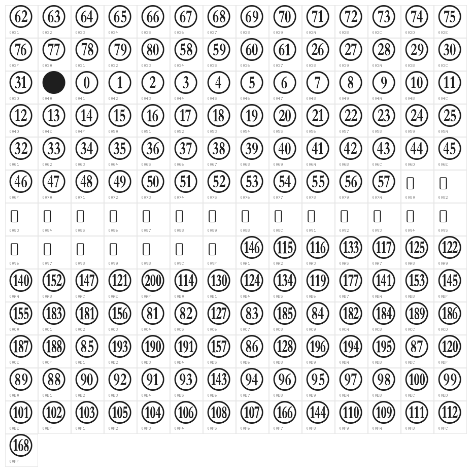 NumberpileReversed-Regular Character Map