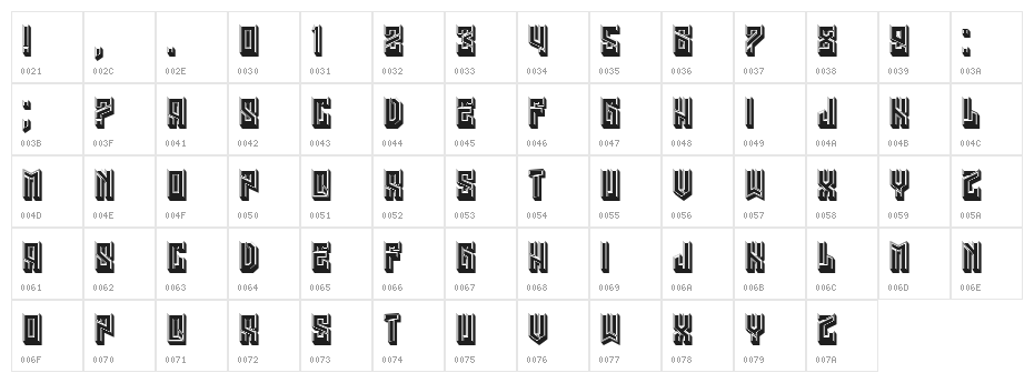 Numerica Regular Character Map