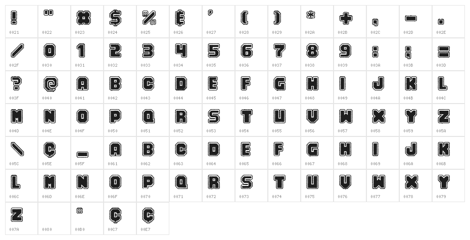 Numero 10 Clean Character Map