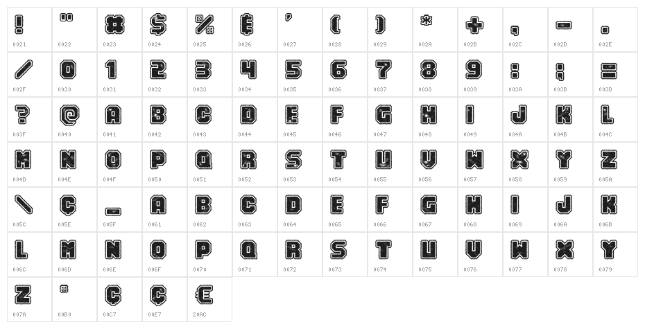Numero 10 Character Map