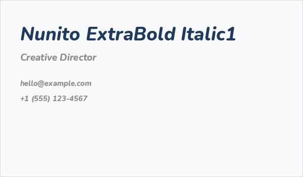 Nunito ExtraBold Italic1 Business Card