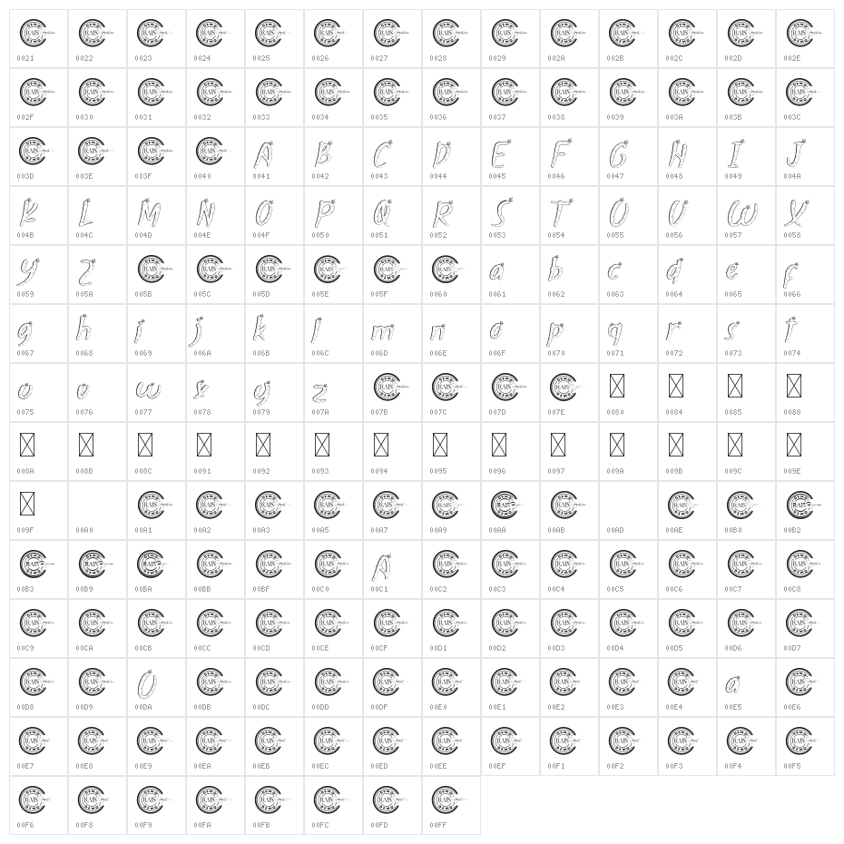Nurse Plants Demo Italic Character Map