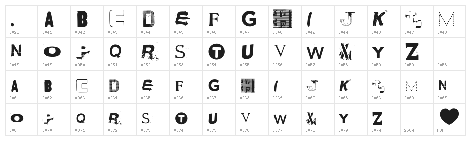 NYC ABC Regular Character Map