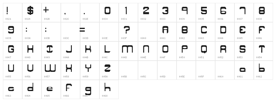 Nyak Squared 1 Character Map