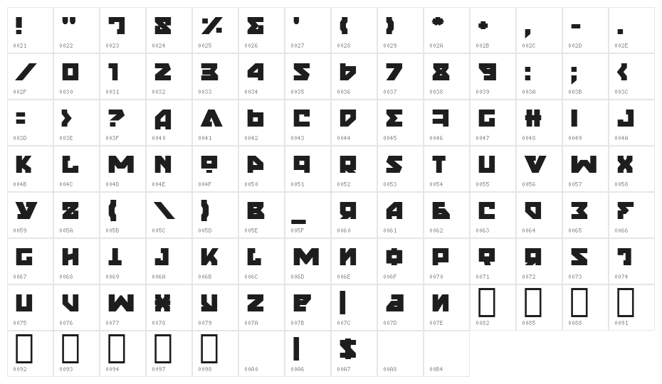 Nyet Semi-Bold Character Map