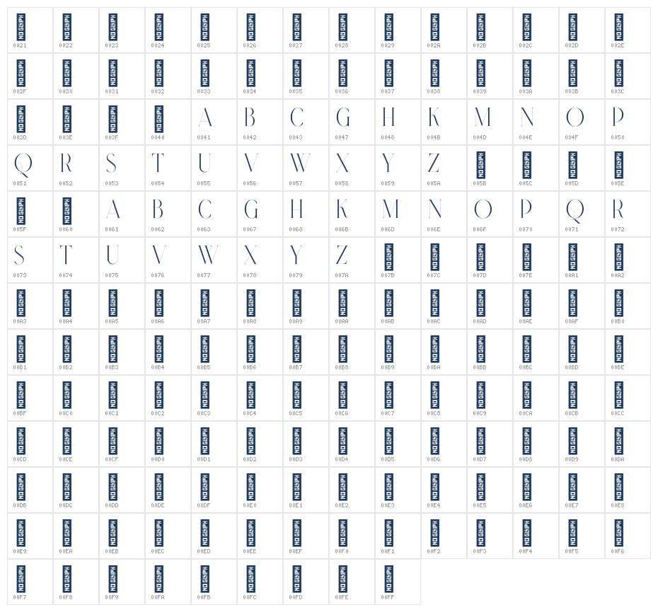 Nymere Demo Regular Character Map