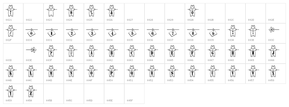 nya-memo Font Character Map