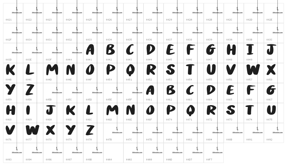 Oasis Rising Character Map