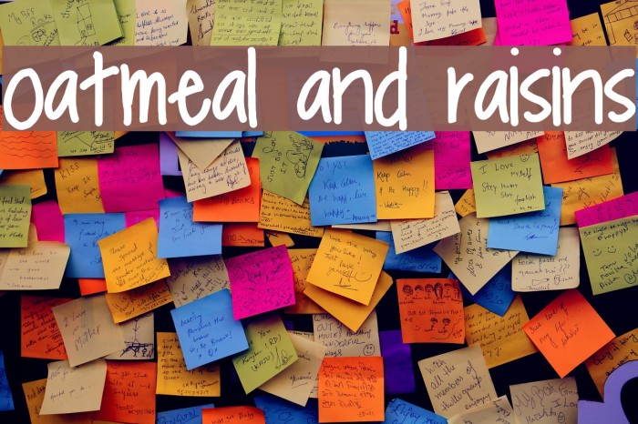 oatmeal and raisins Font examples