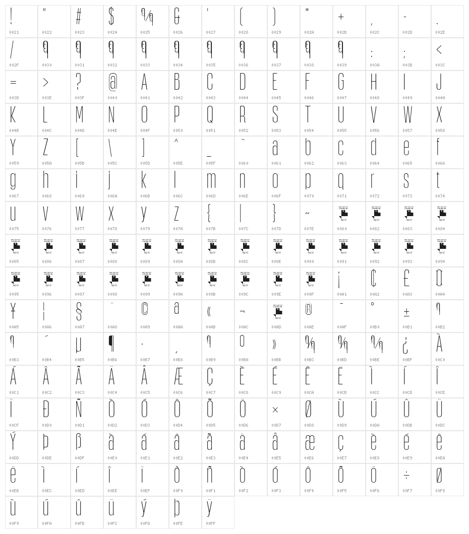 Obcecada-Sans Character Map