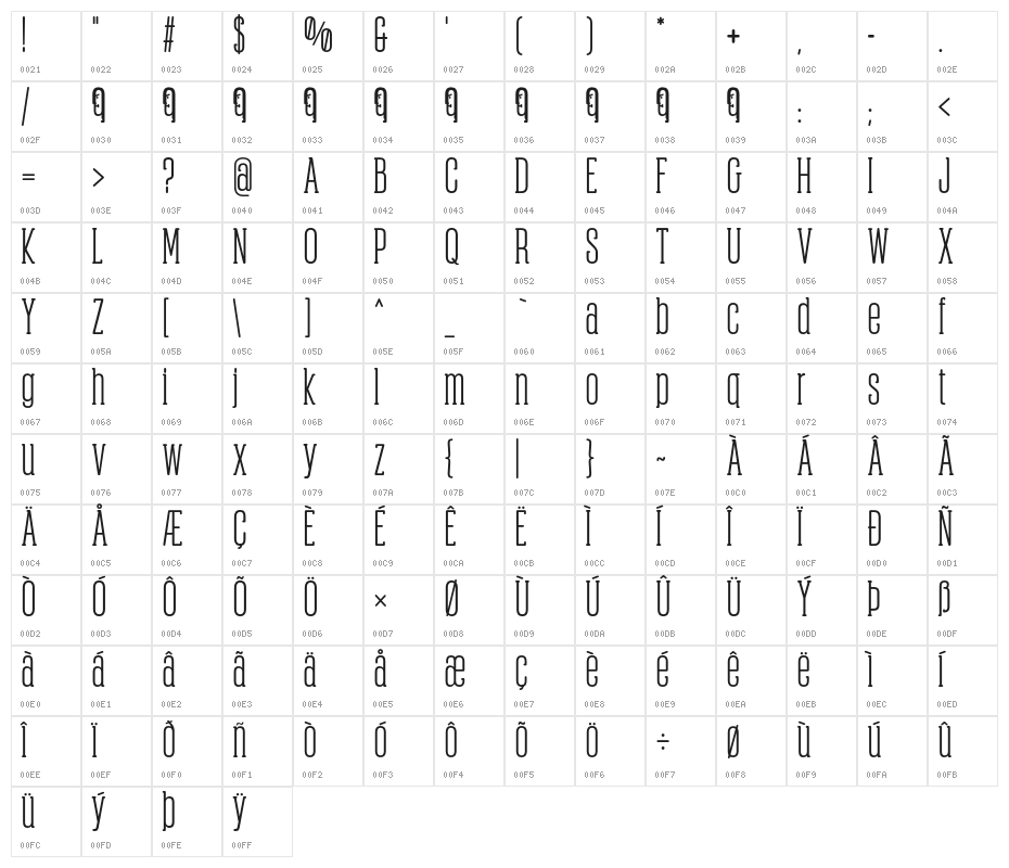 ObcecadaSerif-Bold Character Map