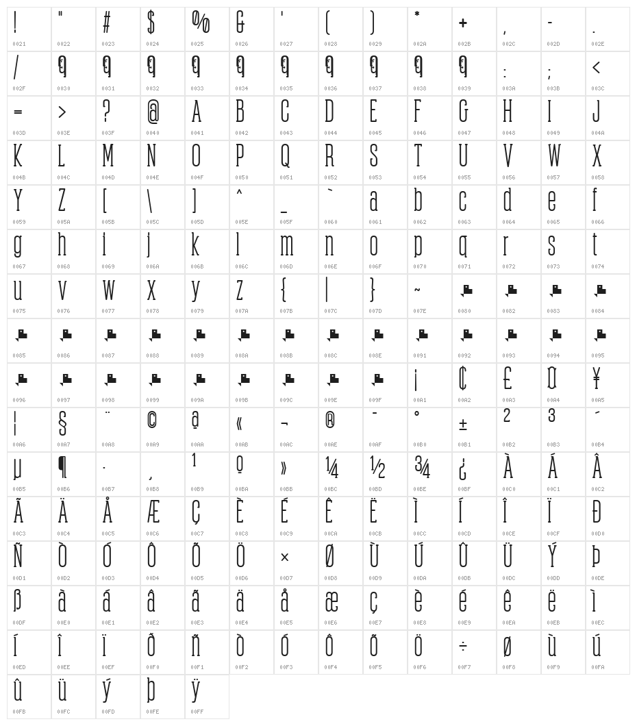 ObcecadaSerif-Bold Character Map