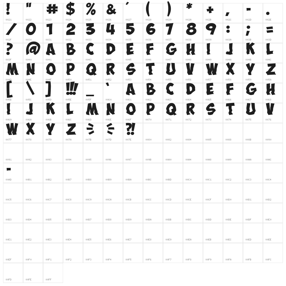 Obelix Pro Cry Character Map