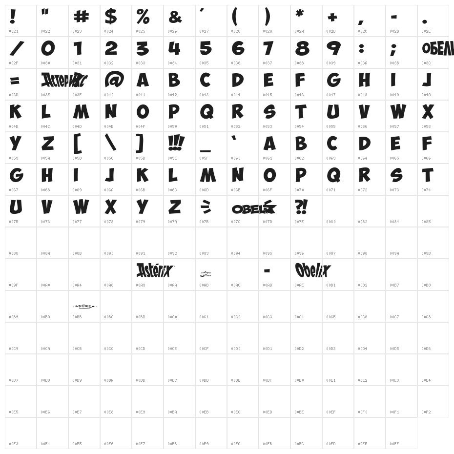 ObelixPro Bold Character Map