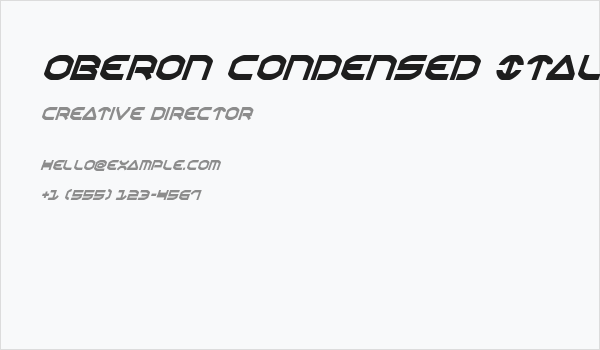 Oberon Condensed Italic Business Card