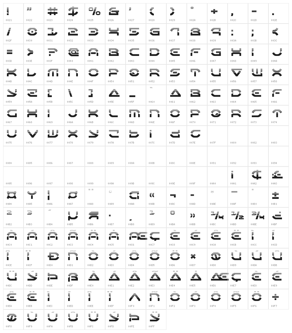 Oberon Deux Halftone Character Map