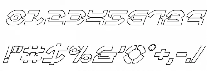 Oberon Deux Outline Italic Font OTHER CHARS