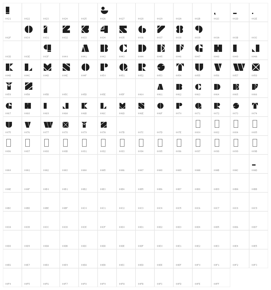 Obese & Square KK Character Map
