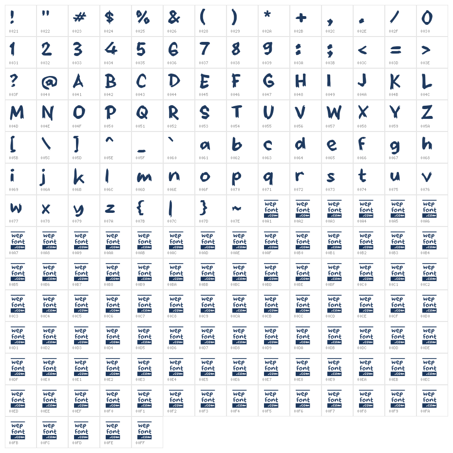 Obliga Character Map