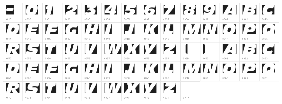 Obliquo Character Map