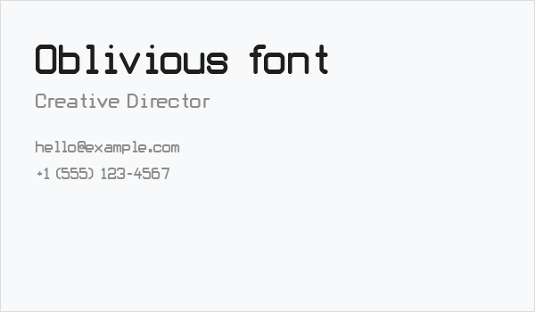 Oblivious font Business Card