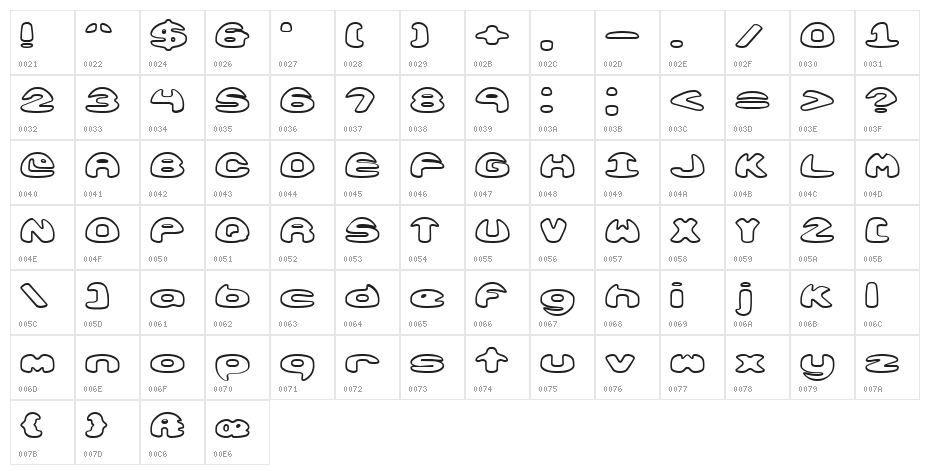 Obloquy Outline [BRK] Character Map