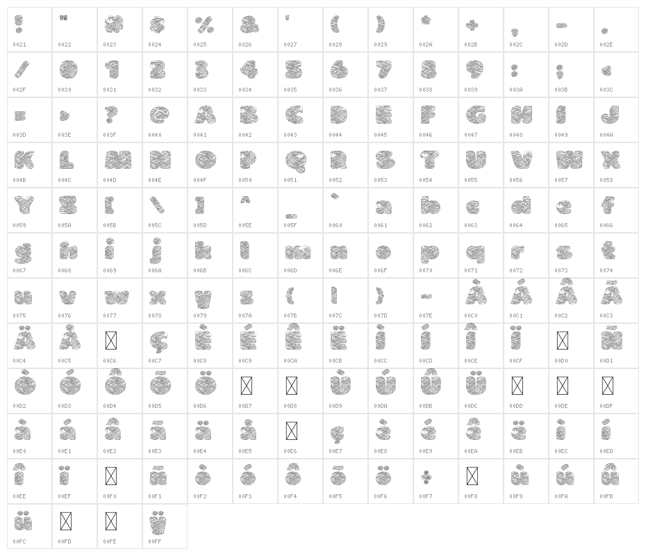 OCEANWAVE-Regular Character Map