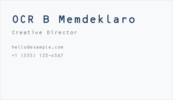 OCR B Memdeklaro Business Card