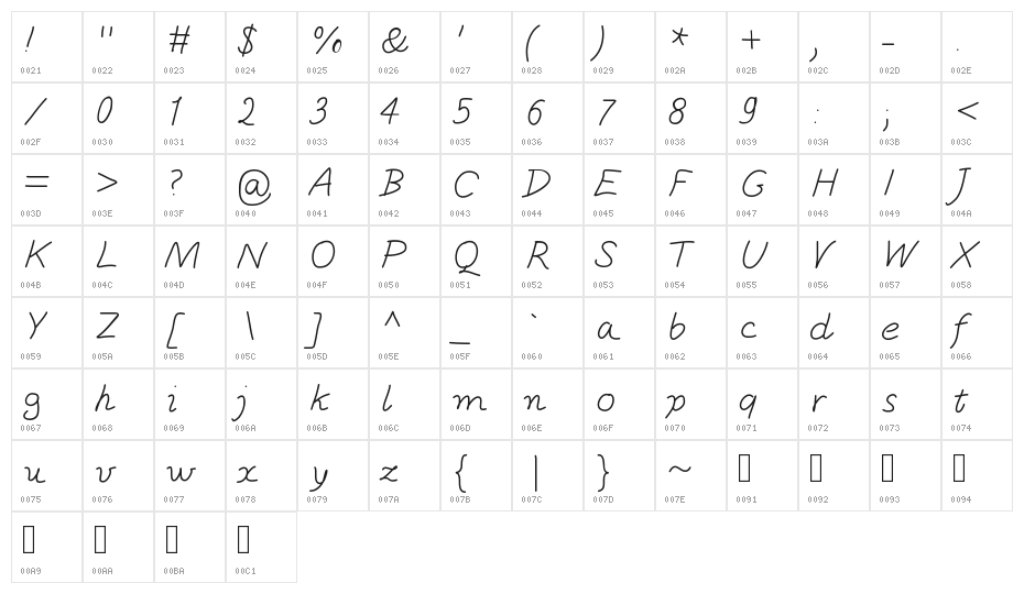 OCTOBER Character Map