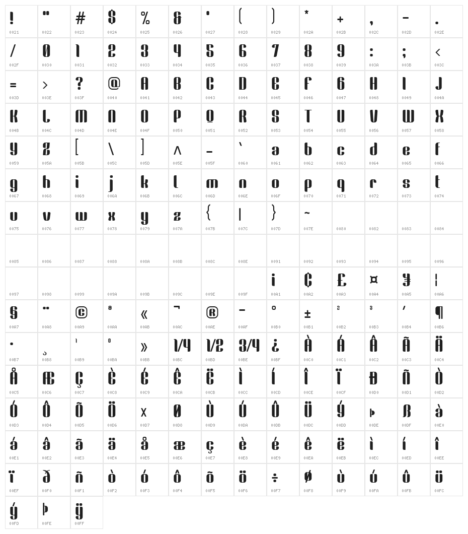 Ocean Diary Regular Character Map