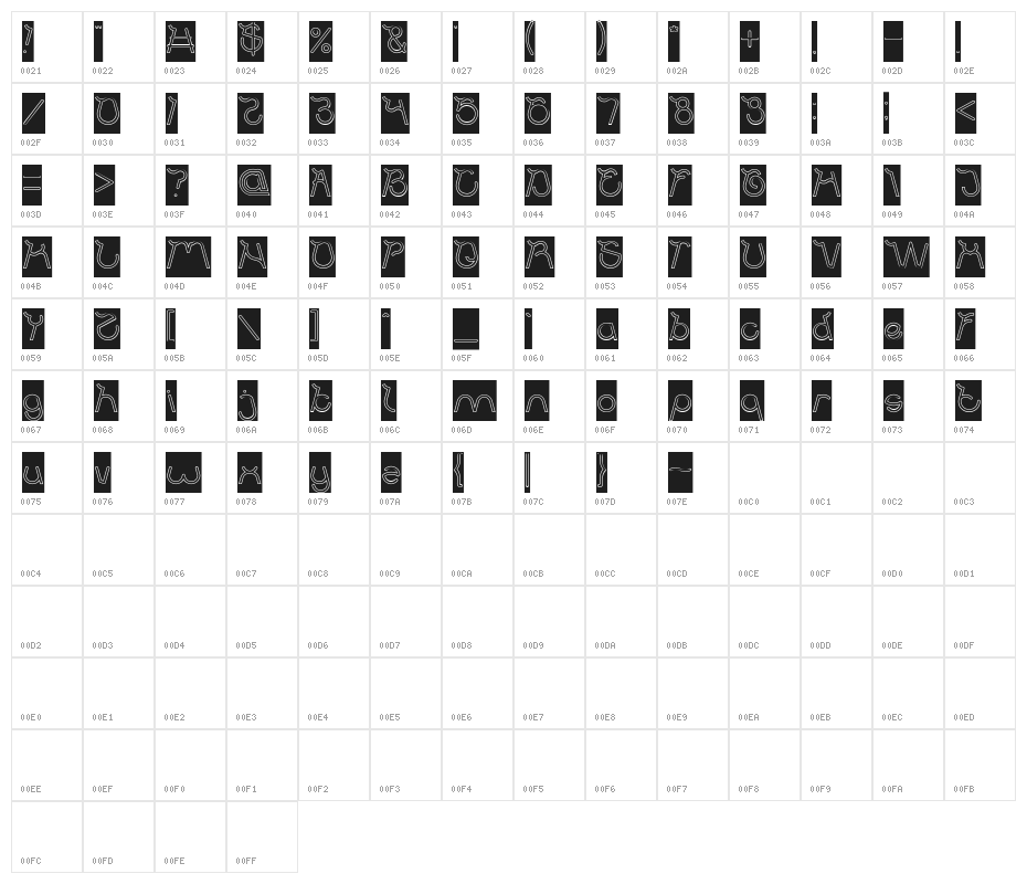 Ocean Free-Hollow-Inverse Character Map