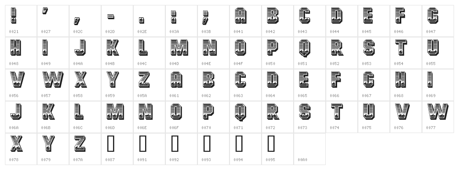 Ocean View Initials Character Map