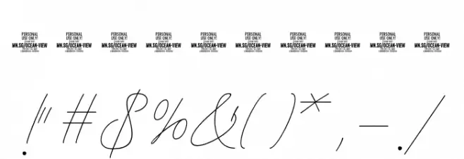 Ocean View PERSONAL USE ONLY Regular Font OTHER CHARS