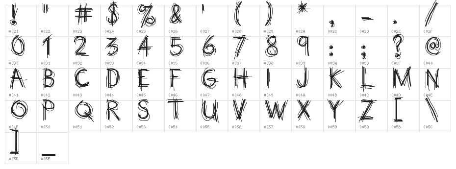 OctemberScript Character Map