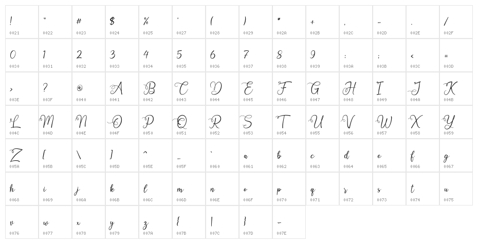 Octhovia Demo Regular Character Map