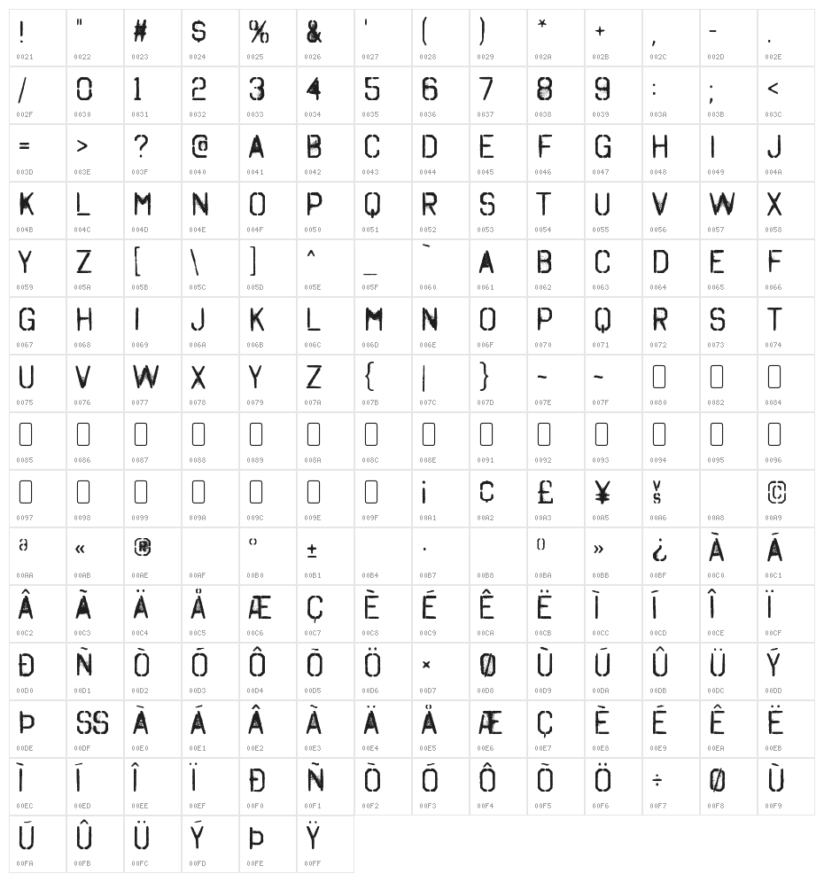 Octin Spraypaint Free Character Map