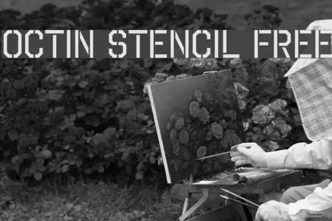 Octin Stencil Free Шрифта examples