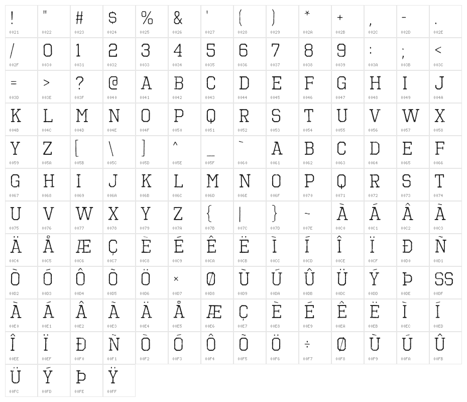 OctinVintageBRg-Regular Character Map