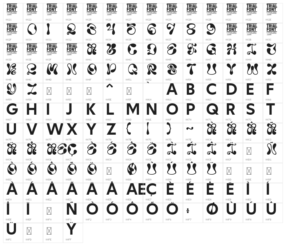 October 1892 Demo Regular Character Map
